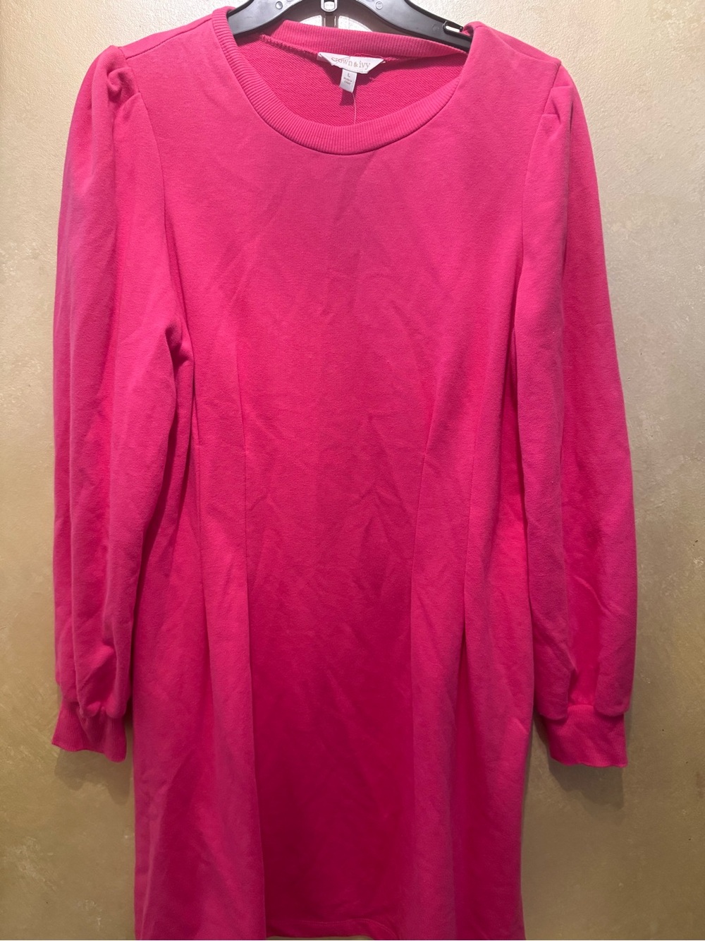 Crown Hot Pink Long-Sleeve Crewneck Dress